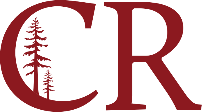 College of the Redwoods logo. Red letters 'C' and 'R' with a redwood tree graphic.