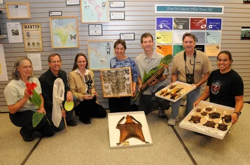 OFF TO INDONESIA--This group of UC Davis scientists will be doing research in Indonesia. From left are Ellen Dean, museum scientist, UC Davis Herbarium; Steve Heydon, senior museum scientist, Bohart Museum of Entomology; Kyria Boundy-Mills, curator of the Phaff Yeast Culture Collection in the UC Davis Department of Food Science and Technology; Lynn Kimsey, director of the Bohart Museum of Entomology and chair of the UC Davis Department of Entomology; principal investigator Dan Potter, a plant systematist at
