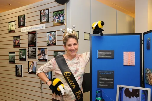QUEEN BEE at the Bohart Museum open house was Lynn Kimsey, director of the Bohart and professor and vice chair of the UC Davis Department of Entomology. (Photo by Kathy Keatley Garvey)
