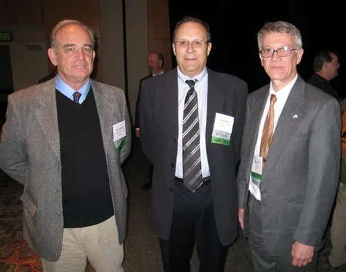 NEWLY INDUCTED FELLOWS of the Entomological Society of America are these three UC professors. From left are Brian Federici and Alexander Raikhel of UC Riverside and Walter Leal of UC Davis. (Courtesy photo)