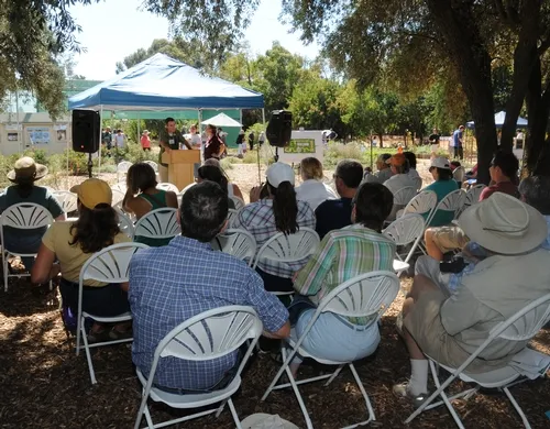 NATIVE POLLINATOR specialist Neal Williams, assistant professor of entomology, UC Davis Department of Entomology, gives a talk on native bees. (Photo by Kathy Keatley Garvey)