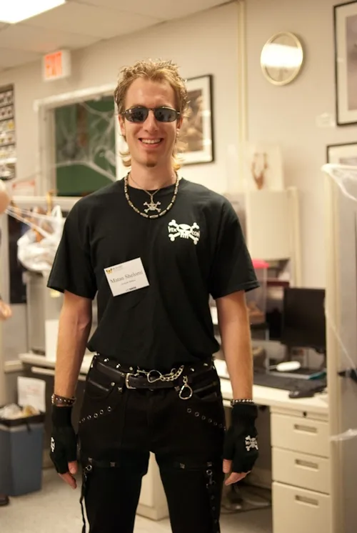 UC DAVIS graduate student Matan Shelomi, who studies with major professor Lynn Kimsey, director of the Bohart Museum of Entomology, scored a big hit in this costume. "He looks just like Billy the Exterminator!" Kimsey exclaimed. (Photo by Louie Yang)