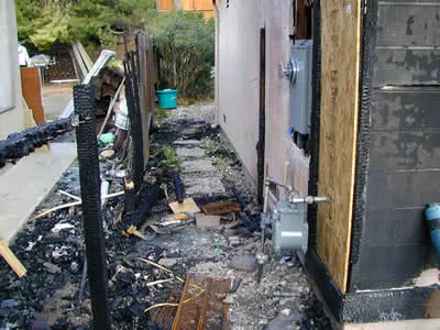 fence partially burnt