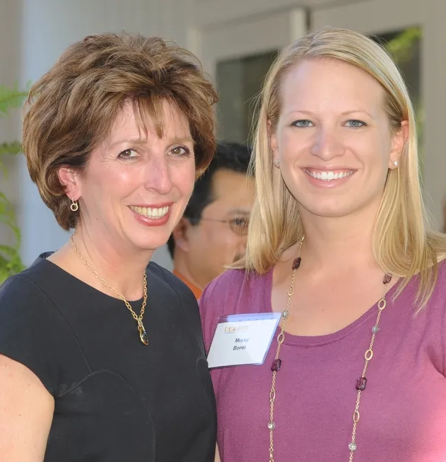 UC Davis Chancellor Linda Katehi (left) with Melissa "Missy" Borel. (Photo by Kathy Keatley Garvey)