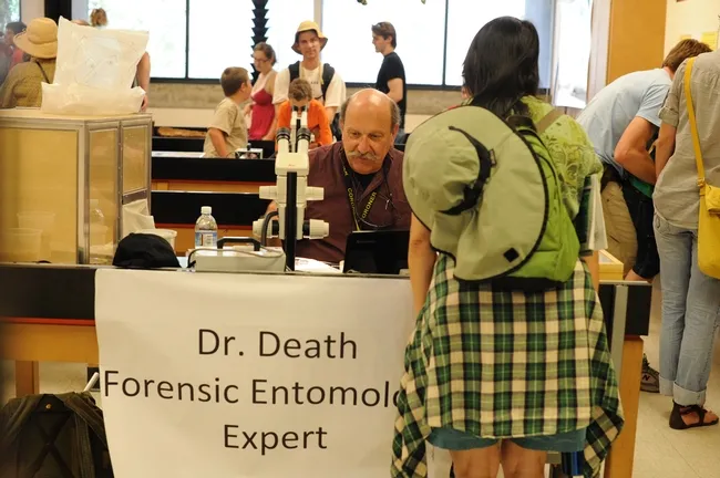 Forensic entomologist Robert Kimsey as "Dr. Death." (Photo by Kathy Keatley Garvey)