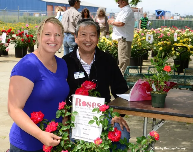 Dave Fujino, executive director of the California Center for Urban Horticulture with Missy Gable, newly selected statewide director of the UC Master Gardener Program. (Photo by Kathy Keatley Garvey
