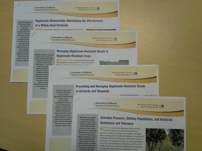 UC ANR glyphosate resistance pubs Hanson UCD