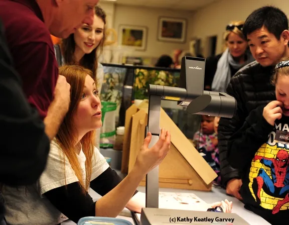 Danielle Wishon (foreground at left) answers questions. (Photo by Kathy Keatley Garvey)