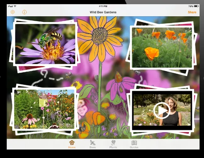 A screen shot of the "Wild Bee Gardens" app.