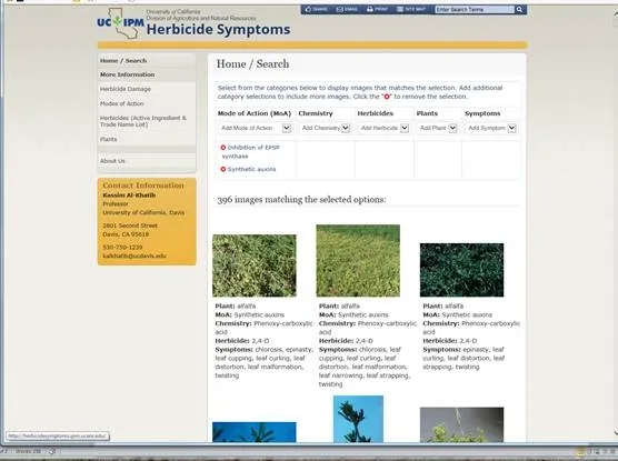 UCIPM herbicide symptomology website screenshot