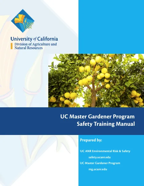 SafteyManual Cover with UC Master Gardener logo and photo of a lemon tree
