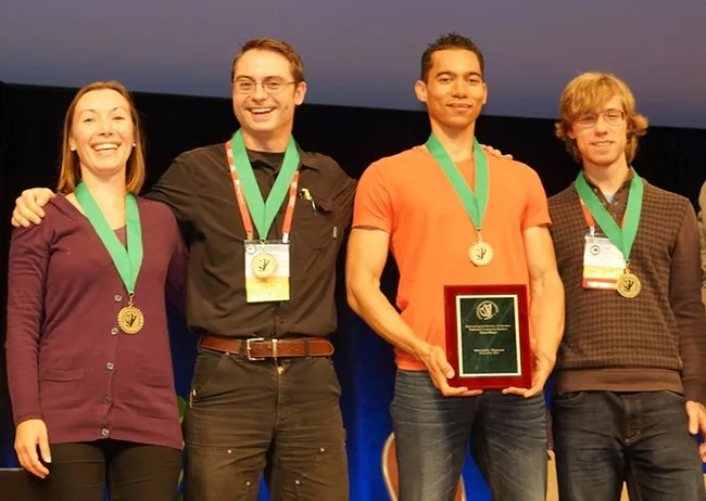 The national champs: Jessica Gillung, Brendon Boudinot, captain Ralph Washington Jr., and Ziad Khouri. (Photo by Matthew Chism)