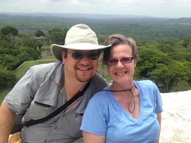 Entomologists David Wyatt and Fran Keller pose for a photo in Belize.