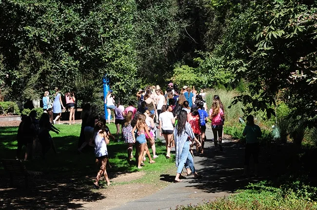 The "Butterflies Up Close" tour group fans out. (Photo by Kathy Keatley Garvey)
