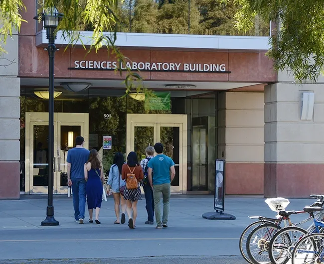 Early visitors to the Sciences Lab Building to see the Center for Plant Diversity and the Nematode Collection. (Photo by Kathy Keatley Garvey)