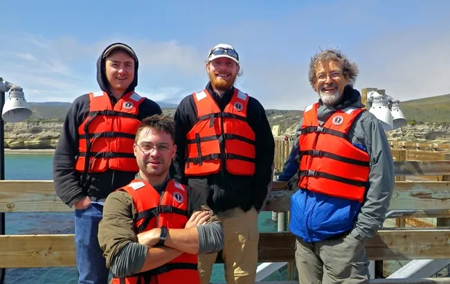Brendon Boudinot (front) with fellow myremcologists at a 2014 National Geographic expedition to Santa Rosa Island, led by David Holway and Phil Ward. In back (from left) are researchers Matt Prebus, Marek Borowiec and their major professor Phil Ward. Prebus, a doctoral candidate, will be giving his exit seminar this spring. Borowiec is now a postdoctoral researcher at Arizona State University.
