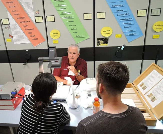 Entomologist and Bohart associate Jeff Smith answers questions about butterflies at a recent open house. (Photo by Kathy Keatley Garvey)