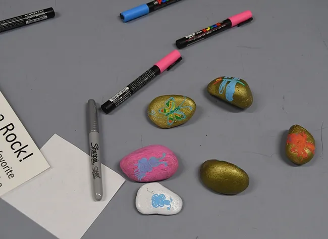 The family craft activity at the Bohart Museum of Entomology "rocked." (Photo by Kathy Keatley Garvey)