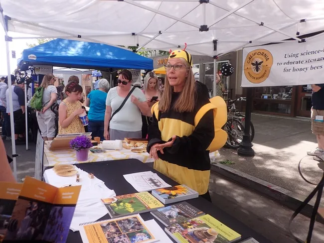 Wendy Mather, program manager of the California Master Beekeeper Program, will "talk bees" at the California Honey Festival. (Photo by Kathy Keatley Garvey)