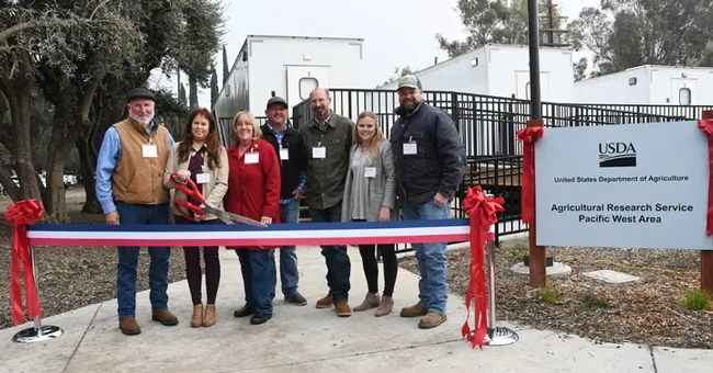 California State Beekeepers' Association members pose for a photo. From left are Steve Godlin, Jackie Park-Burris, Valeri Severson, Brad Pankratz, Buzz Landon, Brooke Palmer, and Trevor Tauzer.