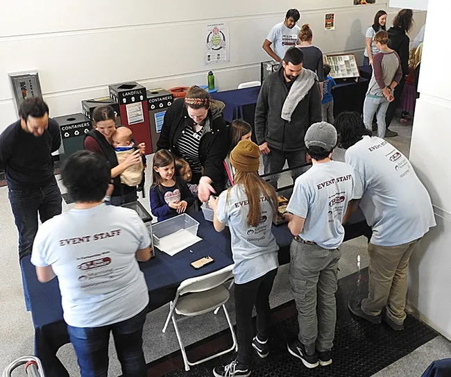 Visitors thronged the hallway of the Academic Surge Building to learn about insects and spiders. (Photo by Kathy Keatley Garvey)