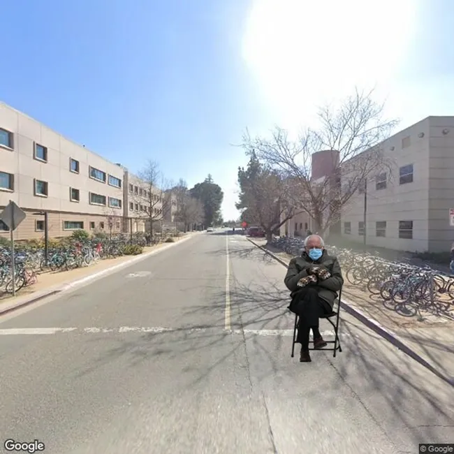 Bernie Sanders on Crocker Lane, UC Davis campus.