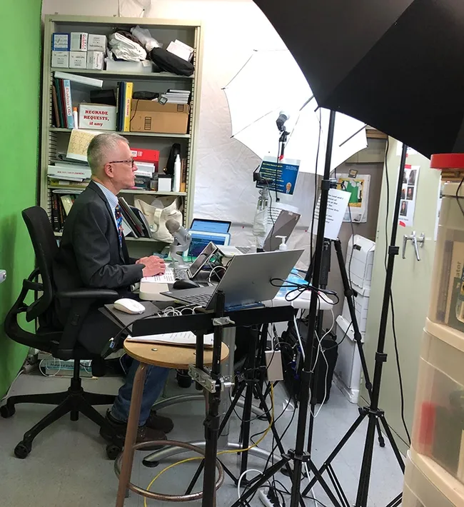 UC Davis distinguished professor Walter Leal moderating the Eric Conn Biochemistry Quizzes. (Screen shot)
