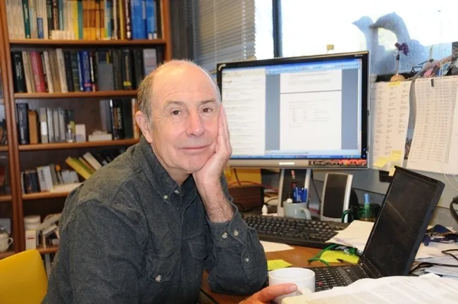 UC Davis distinguished professor Bruce Hammock in his Briggs Hall office. (Photo by Kathy Keatley Garvey)