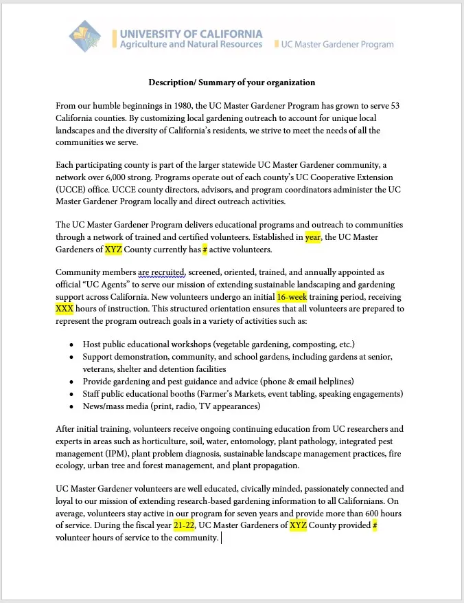 Sample Program Description