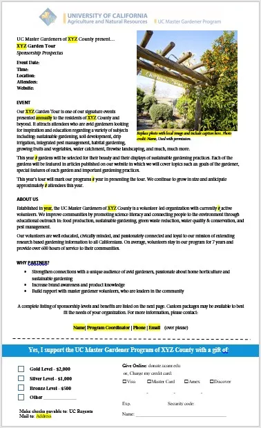 Garden Tour Sponsorship Packages