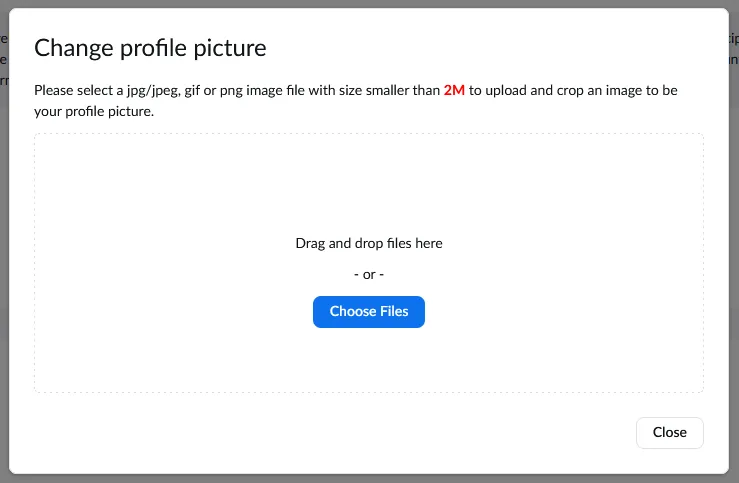 Change Zoom profile image - drag and drop