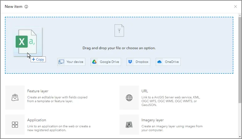 Drag 'n drop the CSV into the New Item windows to upload it