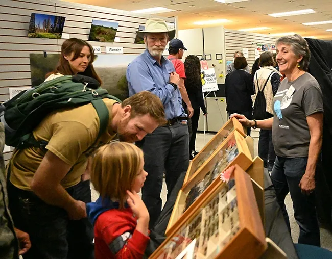 UC Davis distinguished professor Lynn Kimsey, director of the Bohart Museum of Entomology, fields questions from the crowd at UC Davis Picnic Day. (Photo by Kathy Keatley Garvey)