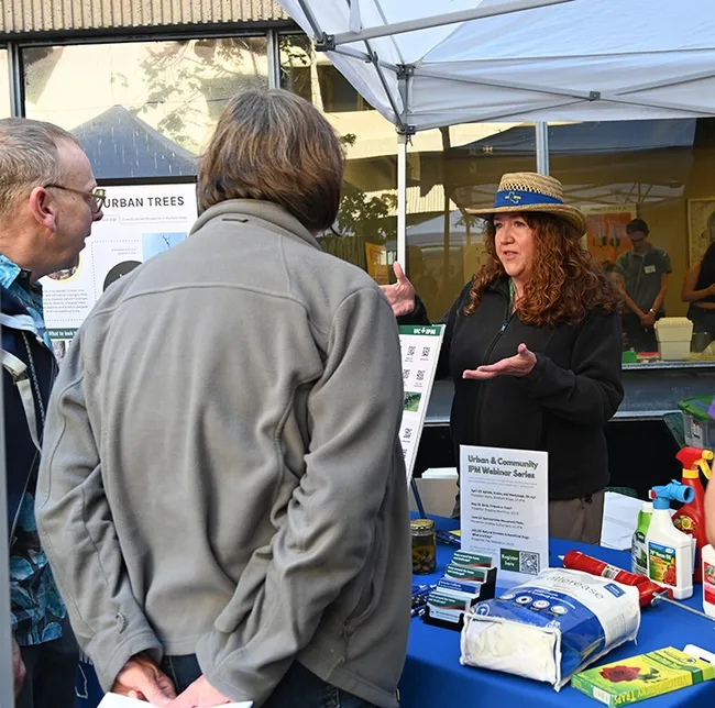 Karey Windbiel-Rojas, associate director for Urban and Community IPM/Area IPM Advisor, answers a question. (Photo by Kathy Keatley Garvey)