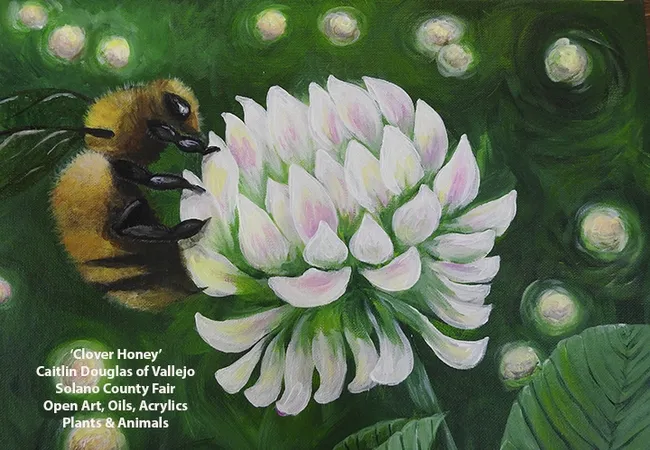 This is a portion of a painting by Caitlin Douglas of Vallejo. It's titled "Clover Honey."