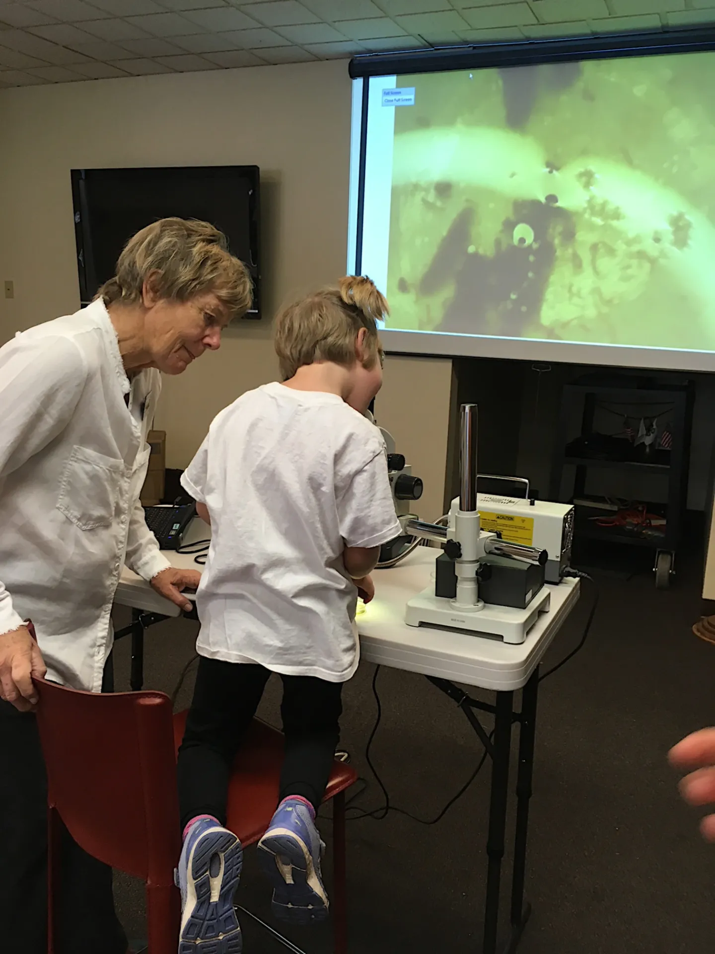 Projected microscope image