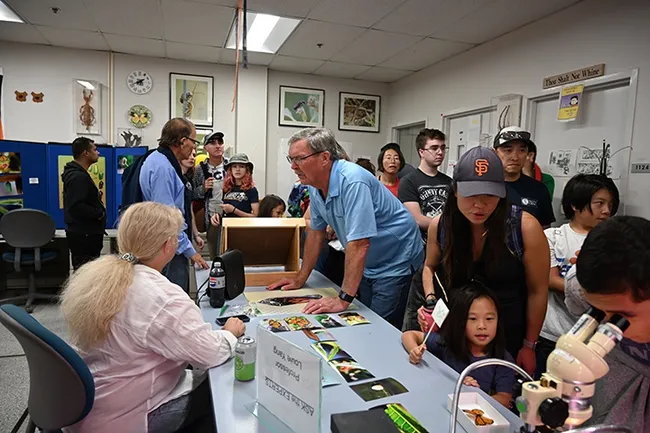 Some 650 visitors attended the Bohart Museum of Entomology open house on monarchs. In the foreground is monarch researcher UC Davis Professor Elizabeth Crone. (Photo by Kathy Keatley Garvey)