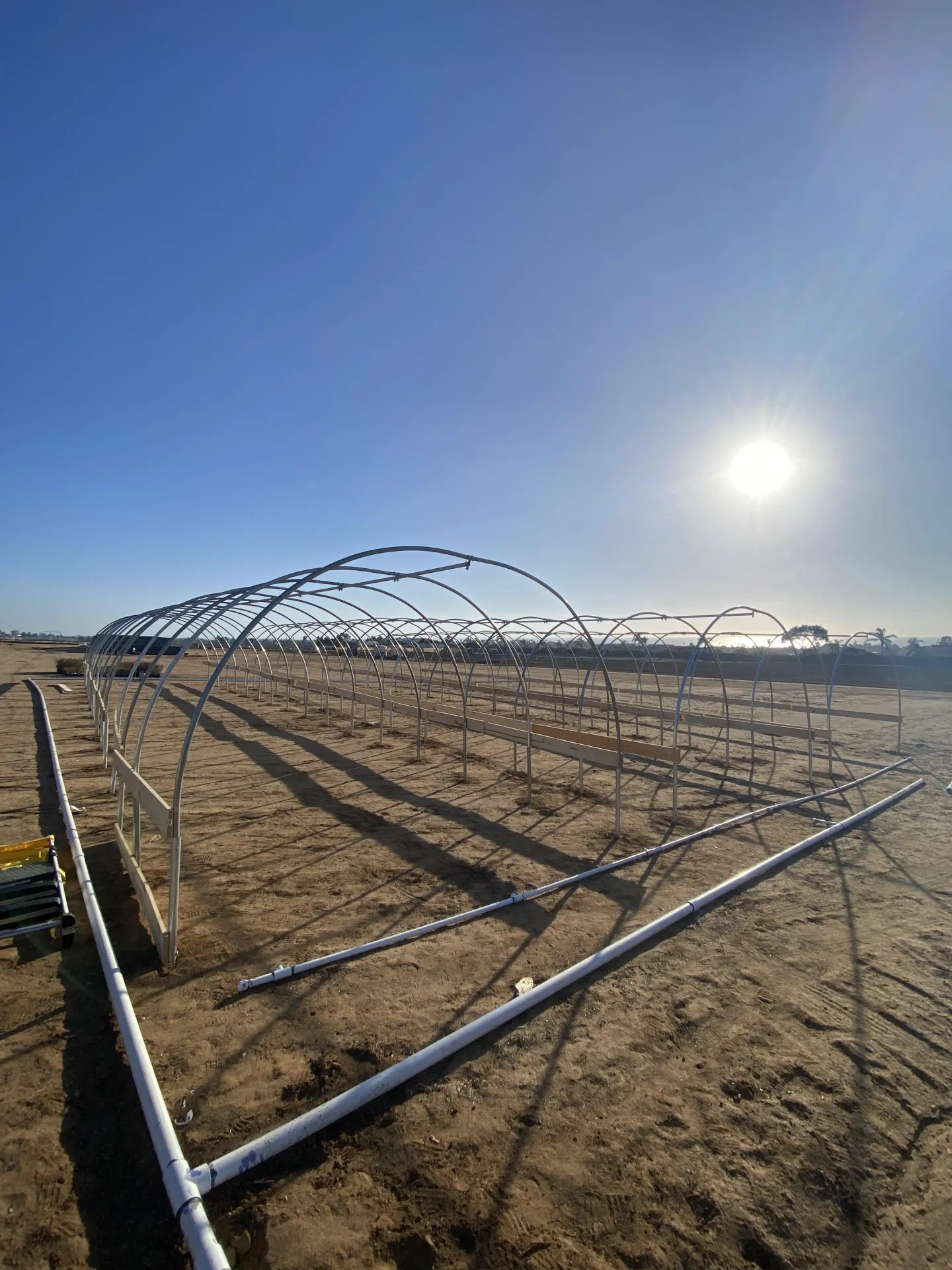 The skeleton of the steel high tunnels that we built.