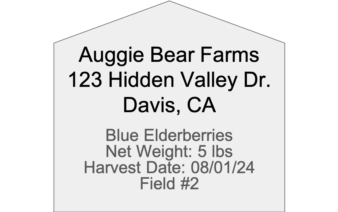 Use una etiqueta que incluya el nombre y dirección de su granja y el nombre, peso, fecha de la cosecha y el origen (identificación del campo o lote).