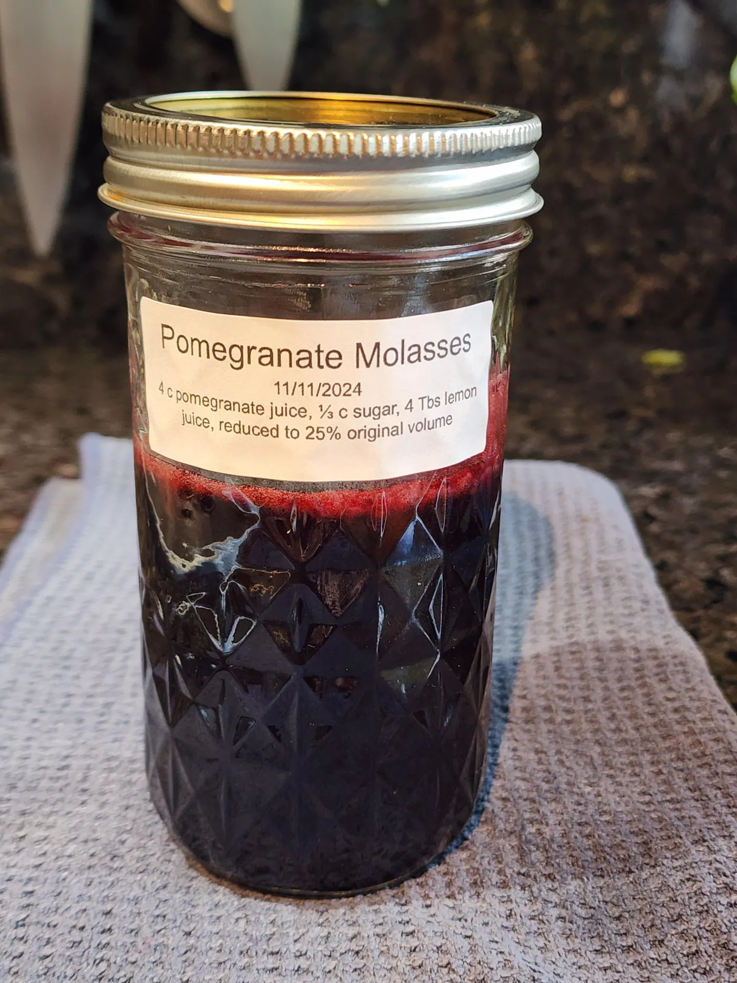 Jar of pomegranate molasses
