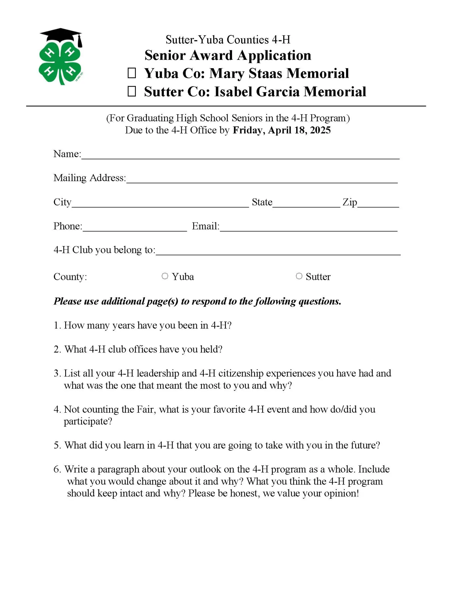 Awards - Senior Award - Application 2025