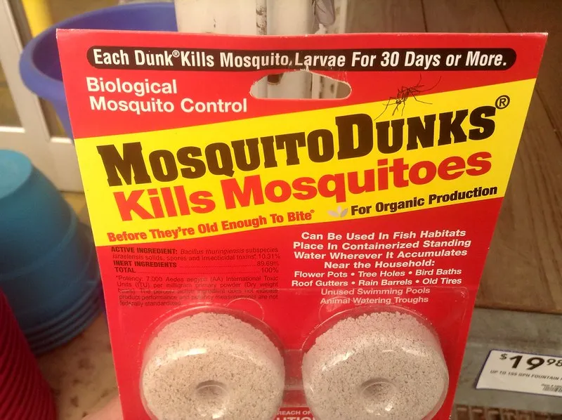 red package of round donuts to kill mosquitoe larvae