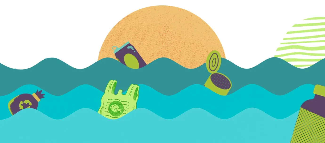 Ocean water polluted with plastics and other pollutants