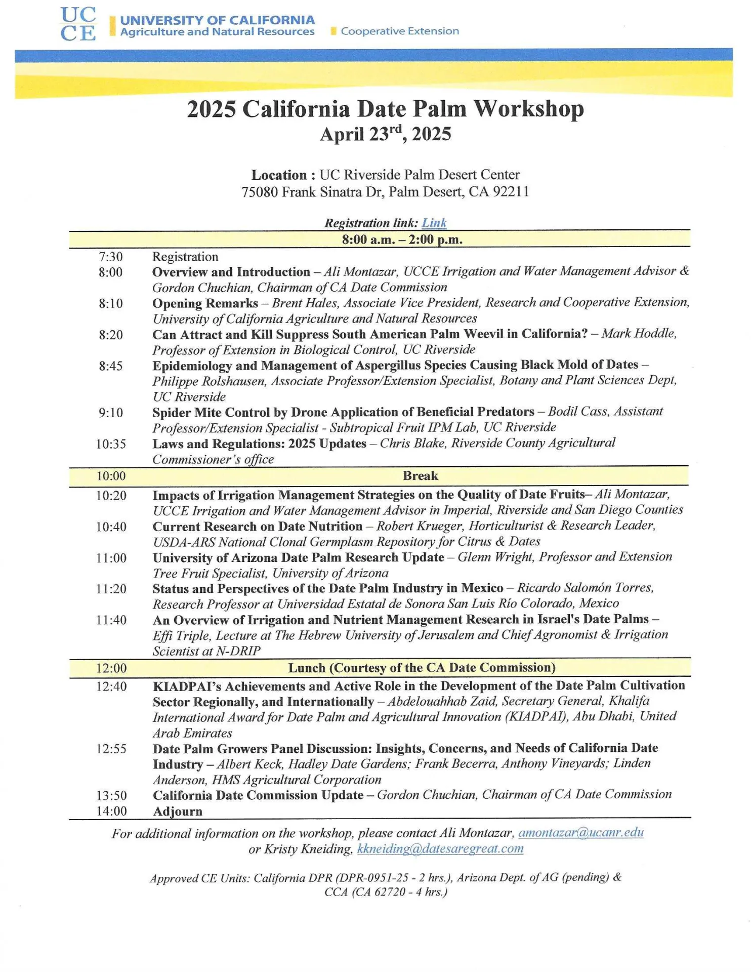 2025 California Date Palm Workshop (Meeting Agenda)