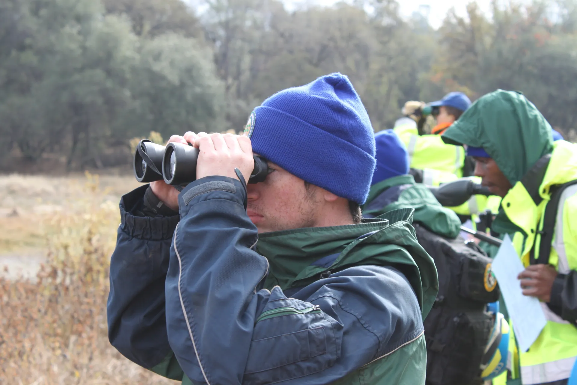 Participando usando binoculares