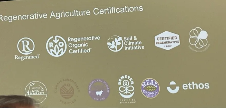 Logos of different certifications of regenerative agriculture available
