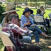 master gardeners in training enjoying a break from their studies