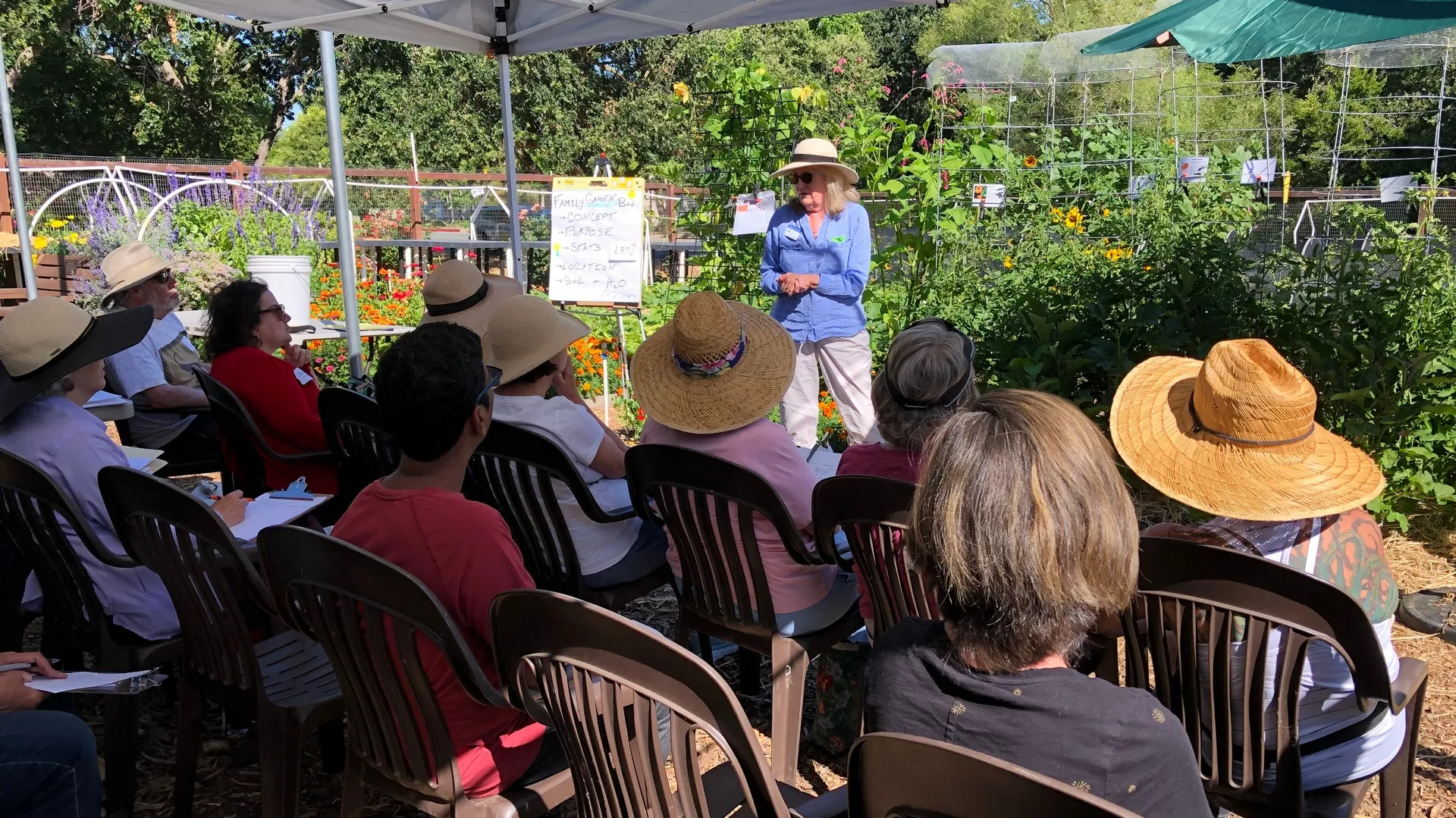Jan Manns teaching about Family Bed at Our Garden in Walnut Creek