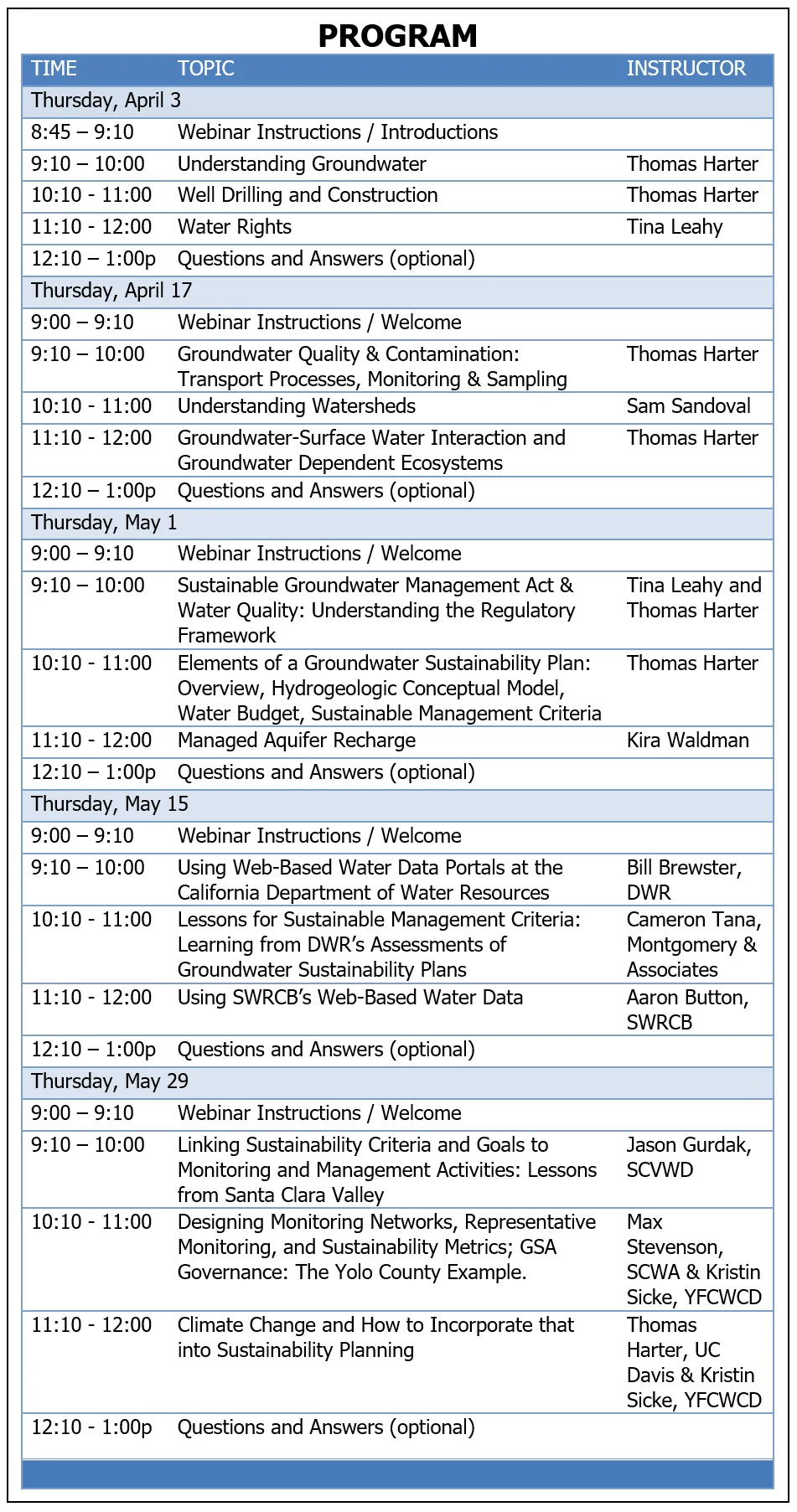 2025 Short Course Program