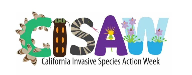 The letters "CISAW" animated as invasive species organisms.